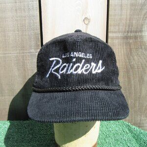 Vintage NFL Los Angeles Raiders Black Corduroy Baseball Hat Cap AmaPro